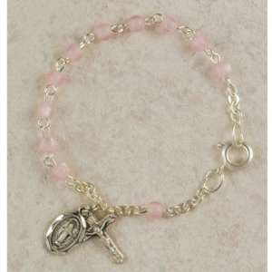 Baby Bracelet B25L 4mm Sterling Silver Pink Miraculous Medal Virgin 