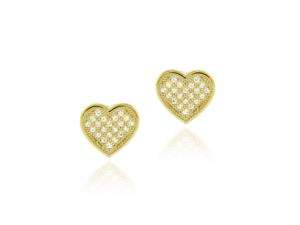    18K Gold over Sterling Silver CZ Micro Pave Heart 