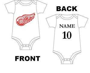 NHL Peronsalised Detroit Red Wings Baby Grow/Onesie  