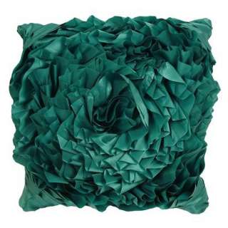 Decorative Ruffled Flower Faux Silk Accent Pillow   Turquoise.Opens in 