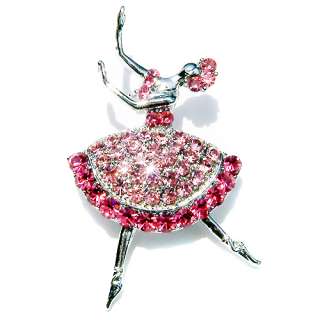 Pink Crystal BALLET DANCER ~BALLERINA~~ Girl Pin Brooch  