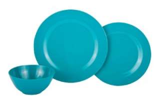 Zak Designs Ella Melamine Dinnerware Set, Service for 4, Azure Blue 