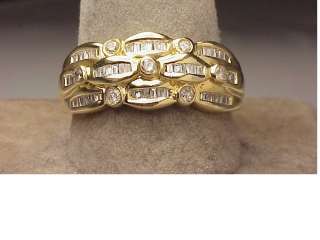 Large 14K Gold .71 Ct. Diamond Band Baguette Ring 4.6 Grams  