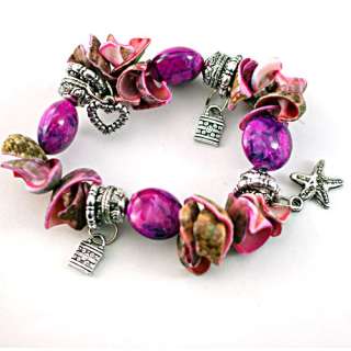   Womens Colorful Fashion Stretch Elastic Beads Dangle Bangle Bracelet