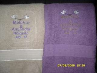 Personalized EMBROIDERED BEACH bath Towel Wedding 5Ft  