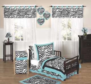 brand new turquoise funky zebra collection 5pc toddler bedding set 
