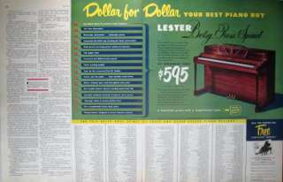 1950 LESTER SPINET PIANO Betsy Ross model vrg print ad  