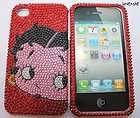 iPHONE 4 4G 4S   CRYSTAL DIAMOND BLING HARD CASE COVER PINK BETTY BOOP 