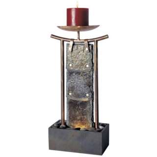 Natural Slate Copper Indoor Water Fountain Candle Light  