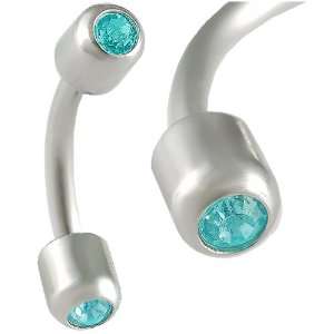   rings earrings curved curve barbell crystal Aquamarine jewellery