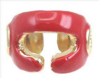 Red Boxing Wrestling Padded Helmet Headgear Gold Ring Size 7  