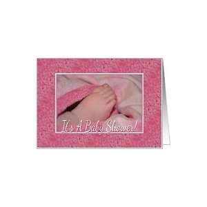  Baby Girls Bare Foot Pink Blankets Baby Shower Invitation For Girl 