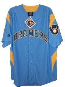 Milwaukee BREWERS MLB Throwback JERSEY by Majestic Size Large L NWT 
