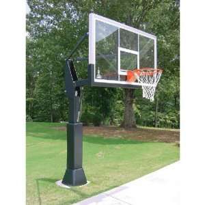   72 Inch Fixed Inground Basketball Hoop System with Glass Backboard