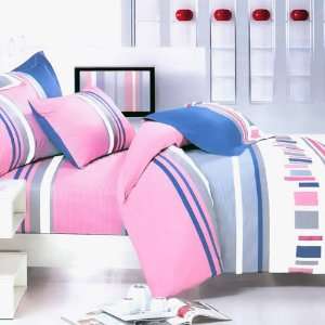  Blancho Bedding   [Pink Abstract] Luxury 7PC Bed In A Bag 