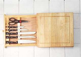   Stainless Steel Kitchen Butcher Board Block Cutting Knife Set Gift NIB