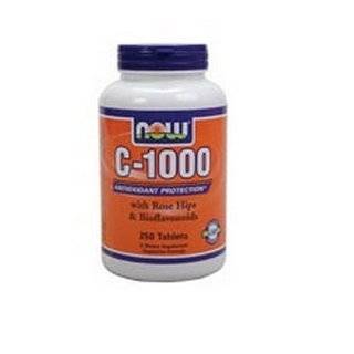 NOW Foods Vitamin C 1000 Sustained Release with Rose Hips, 250 Tablets