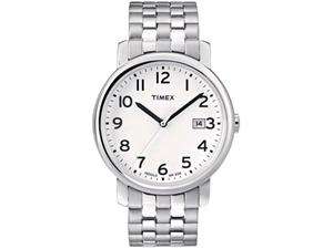    Timex Mens T2M655 Silver Stainless Steel Quartz Watch 