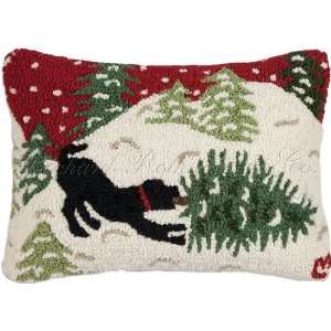 Black Lab Christmas Tree Snow Holiday Decorative Pillow 18 x 18 FREE 