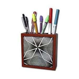   Black and White Optical Illusion   Tile Pen Holders 5 inch tile pen