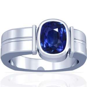   Gold Cushion Cut Blue Sapphire Mens Ring (GIA Certificate) Jewelry