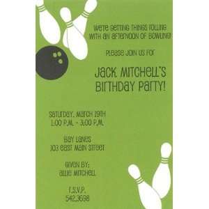 Bowling Corners, Custom Personalized Childrens Parties Invitation, by 