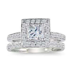   Bridal Set in 14k White Gold, Available Ring Sizes 4 9, Ring Size 9.5