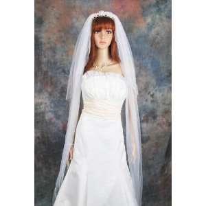    2T Off White Plain Cathedral Length Wedding Bridal Veil Beauty