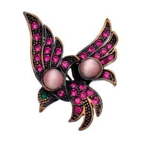 Brooches   Vintage Style   Fuchsia Pink Crystal Bird Brooch   Antique 