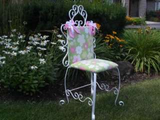 Kids Upholstered Vanity Chair White Wrought Iron New  