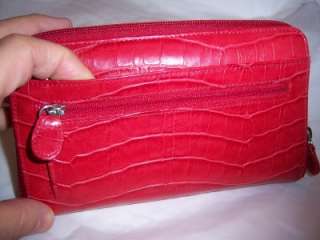 Stunning New My Big Fat Red Croco Checkbook Wallet  