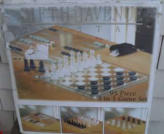   Avenue Ltd Crystal 95 Piece 3 in 1 Game Chess Checkers Set NIB  
