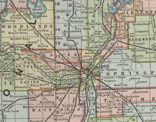   map showing cities town railroads and topography close up detail below