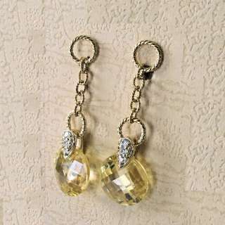 Ct. Citrine CZ Cable Drop 14K 925 Sterling Earrings Designer 