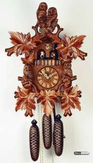 day musical   Carved Cuckoo Clock   Owls   19 3/4  