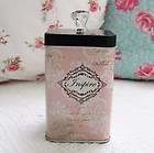   Pink Tin INSPIRE Jar White Damask Chic Shabby Cottage Container