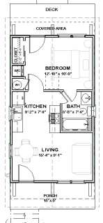 Complete House Plans   448 s/f Cute Cottage 1 bed/1 ba  