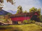 artist kay vintage oil painting wonderful old covered bridge reminder