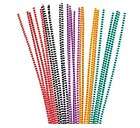 20 Striped Pipe Cleaners Chenille Stem Red Yellow Green Orange Black 