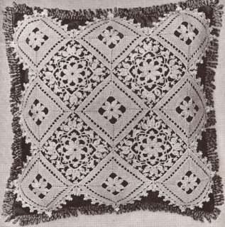 Vntg Crochet MOTIF BLOCK Lace Flower Bedspread Pattern  