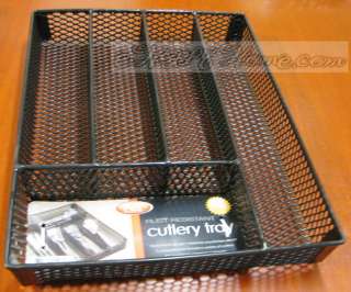 Black Metal Cutlery Flatware Tray Caddy 5 Compartments 633125042893 