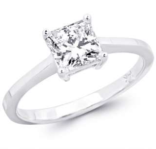 14k White Gold Round CZ Engagement Wedding Ring 1 ct  