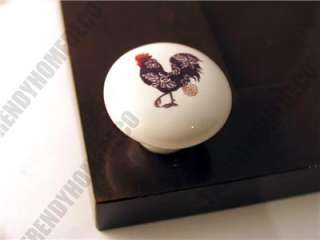 Damask Rooster Ceramic Knobs Pulls Kitchen Bathroom Closet Drawer 