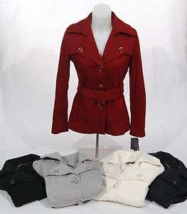   Reaction Belted Pea Coat Jacket Black/Red/Ecru/Grey S/M/L/XL  