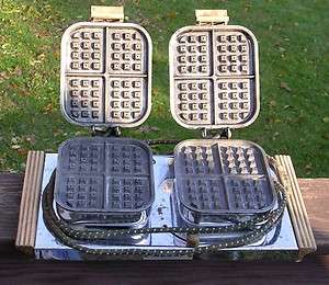 Vintage Twin Matic Waffle Iron Brunchmaster W 50 art deco CHICAGO USA 