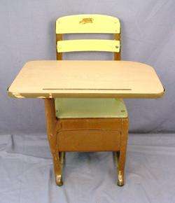   Wood Metal School Desk with Chair & Cubby Hole Small CUTE  