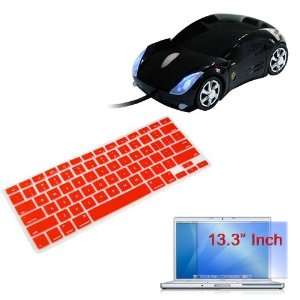  Red Soft Keyboard Silicone Cover + Clear Screen Protector 