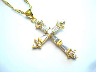 18K Gold Plated Diamond Cross Pendant  