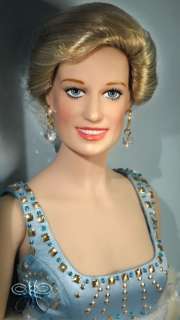 Franklin Mint Doll Princess Diana Blue Beaded Silk Gown  