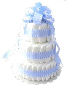 Classic Pastel Baby Shower Diaper Cake   Pink, Blue or Yellow  